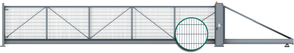 Відкатні ворота PI 200 із заповненням в формі ґратчастих панелей VEGA 2D Super