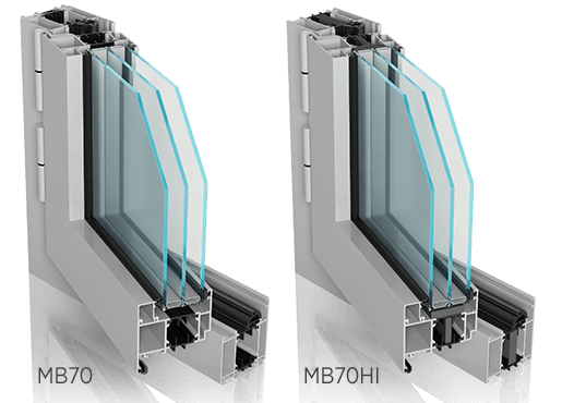 Алюмінієві зовнішні вікна FUTURO MB70, MB70HI